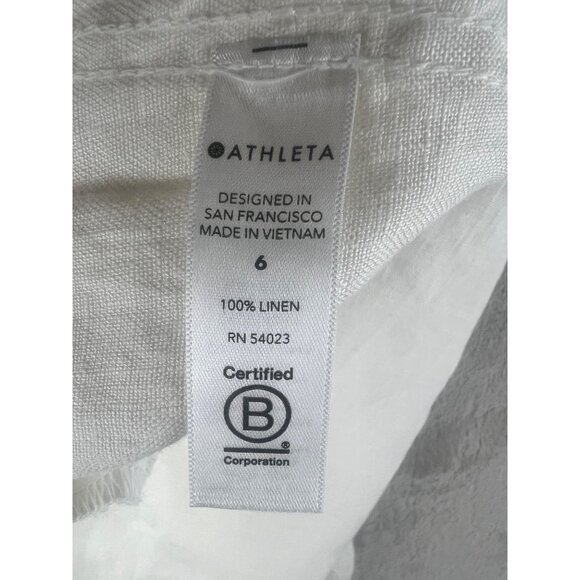 Athleta Cabo Lily Linen Jogger Pants White Size 6 Elastic Waist Lightweight - Picture 5 of 15